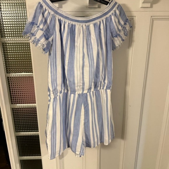 Vineyard Vines Women Shoulder Stripe Romper Gauze Cotton Blue White Size S - Picture 5 of 14